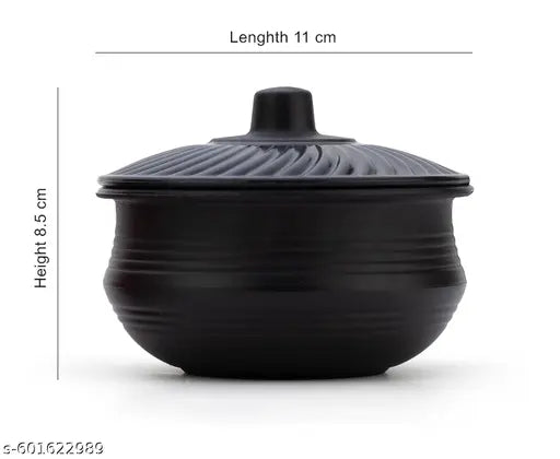 SHYAM ENTERPRISE Multipurpose Handi Bowl Set for - Plastic Jar Handi Shape Kitchen Storage, Kitchen Serving Dining Handi and Lid | Rice | Dal | Flour | Grocery ( Black )