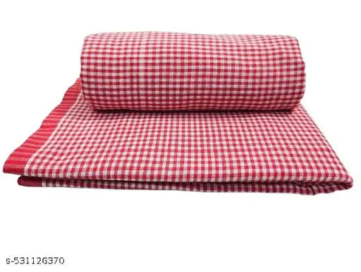 GROZNI STORE 100% Pure Cotton Check Bath Towel/Gamcha – Soft & Lightweight Daily Use Towel (Pack of 1)