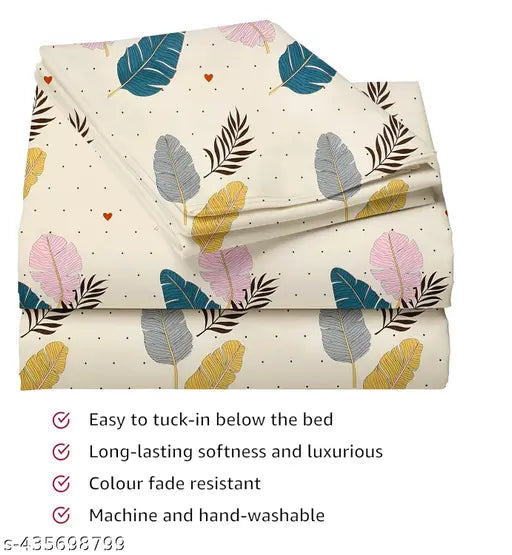 SINGLE BED COTTON BEDSHEET WITH ONE PILLOW COVER