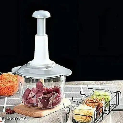 Plastic Food Chopper, Steel Large Manual Hand-Press Vegetable Chopper Mixer Cutter to Cut Onion, Salad, Tomato, Potato