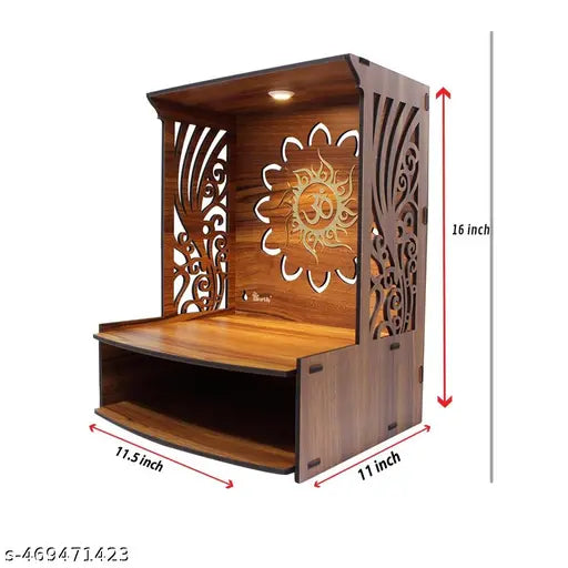 Mangal beautiful 16 inches height wooden pooja temple for home and office | Pooja mandir for home and office (16 Inches height)