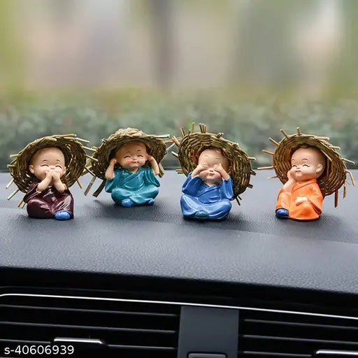 LAXMI MARBLE & GRANITE | Polyresin Monk Buddha Idols, Standard, Set of 4