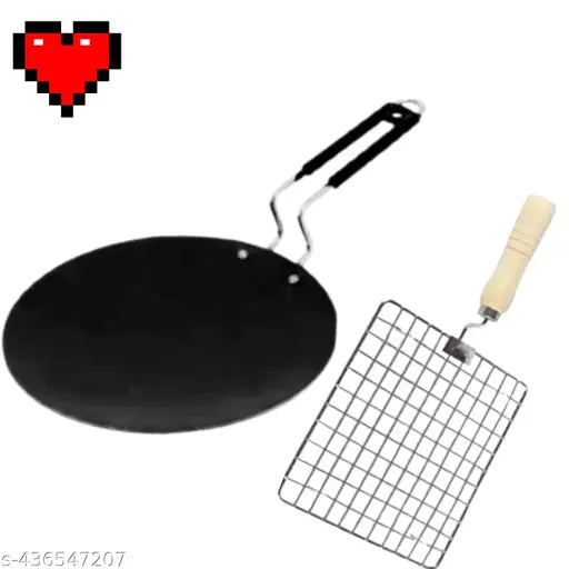 Loha Iron Tawa steel handle with Roaster for Roti and chapati