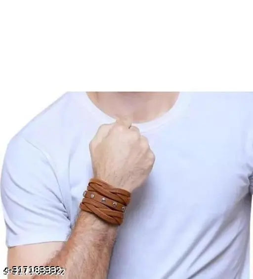 Stylish 2 pieces of  PU Leather Bracelet for Man & boys