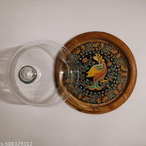 Handizo Decor Wooden Cake Stand with Glass Dome – Premium Dessert Display & Serving Platter, Cake Plate with Dome Lid, Dessert and Cupcake Display Stand, Pastry Stand