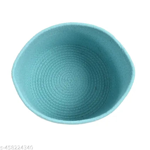HomewayTex 100% Braided Base Kids basket Size :- 25x25x25 CMS  OR  10x10x10 INCH  ( Pack of  1)  Colour :-Aqua