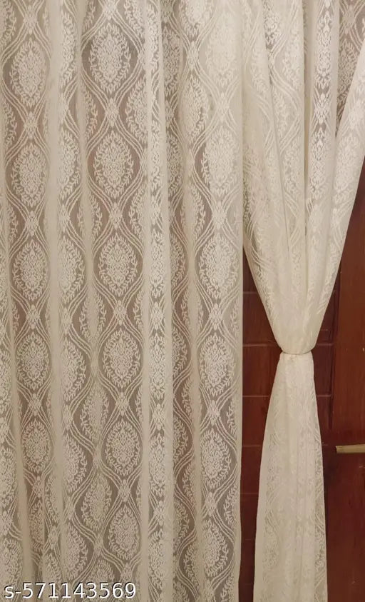 Mahadev Decor Tissue Dmask Net Curtains Pack Of 2Pics