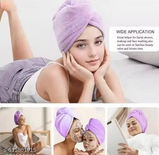 Hair Towel Wrap Turban Microfiber, Hair Drying Towels Quick Dry Hair Hat Drying Shower Head Towels Wrapped Bath Cap Anti Frizz Hair Care Dryer Towel for Women Girl Wet/Long/Curly/Thick Hair Shower Caps heavy quality hair wrap towel (EXPORT QUALITY) (MULTI