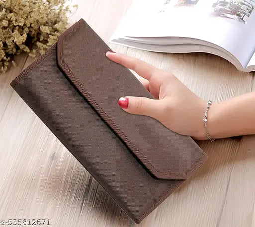 Unisex Slim & Compact Premium Cheque Book Holder or Card Holder With 10 Multi Size Pockets (Color Brown)
