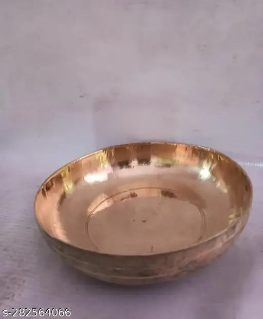 Pure Bronze Kansa Bowl Katori Pudding Plate for Serving Food, Tableware(Kansi, Gold - Volume-500 ML) - 1 Piece