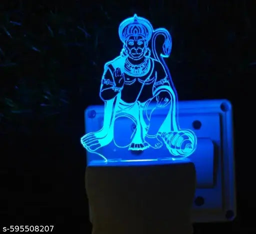 DIONA Hanuman LED Night 3D Lamp Illusion Multi Colour Changing Night Light Fir Festival Gift , Bed room, Kids room , temple, office portable night lamp
