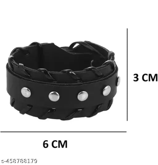 Combo Offer Unisex Fancy & Stylish Wrist Band Bracelet Cuff For Men's & Women's Leather Metal Wide Gym Style Solid Designer Bracelet