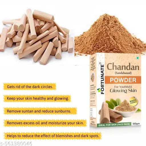 FORTUNATE Chandan Powder – Tightens Pores, Clears Acne, and Rejuvenates Skin – 100G