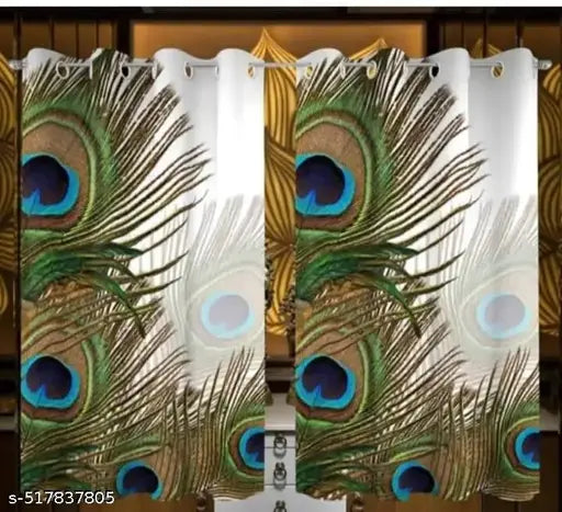 Peacock Feathers 5 FEET Digital Print Curtain