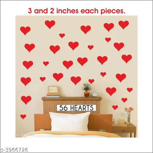 Red heart stickers set of 70 heart Wall Stickers, Red Heart Wall Sticker, Love Decor, Romantic Bedroom, Heart Decal, Living Room Art, Home Decoration