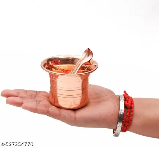 Beautifull Pure Brass Small Pooja Glass charnamritglass Serving Water for Puja, Milk, or Other offerings During Puja | Pital Glass for Daily Puja Home - (Size- 4.5 cm) Brass glasss for Kids 1 PCS