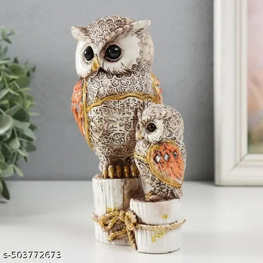 Owl On Stump Sculpture, Vintage Sculpture Tabletop Crafts Figurines Collectible Prop Owl Figurines Decor Sets, Table Desk Ornament, Owl Family Sculpture Owls Statue Gifts House, Tabletop Shelf Decor, Outdoor Garden Yard Statue Decoration