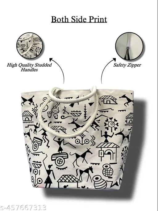 Ancient Print Canvas Tote Bag - Stylish & Eco-Friendly Carryall