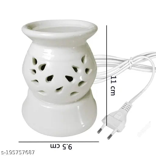 PeepalComm Ceramic Electric Aroma Diffuser Night Lamp Light with Lemongrass Rose Aroma Oil 10ml Each for Home Office Hotel Spa