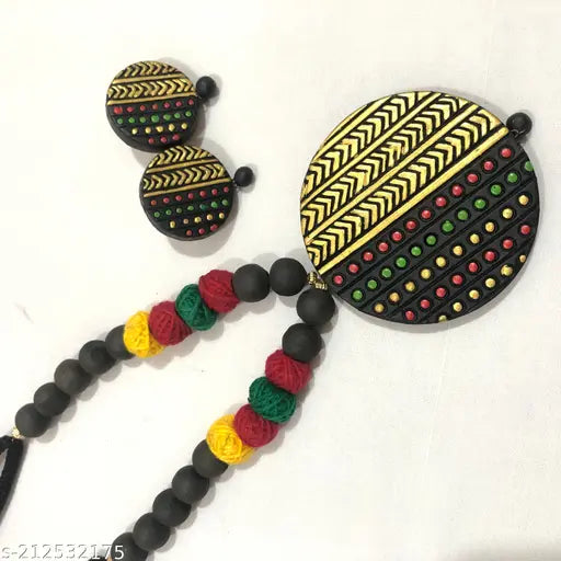 Handmade Terracotta(Clay Work) Pendent Jewellery Set