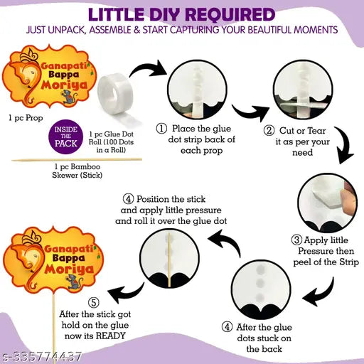 Zyozi Ganapati  Puja Ganapati CHATURTHI Banner & Ganapati  Puja Photo Booth Props/Ganapati  Puja Decoration Items/Decorative Items for Ganapati  Puja/Photo Booth Props (Pack of 23)