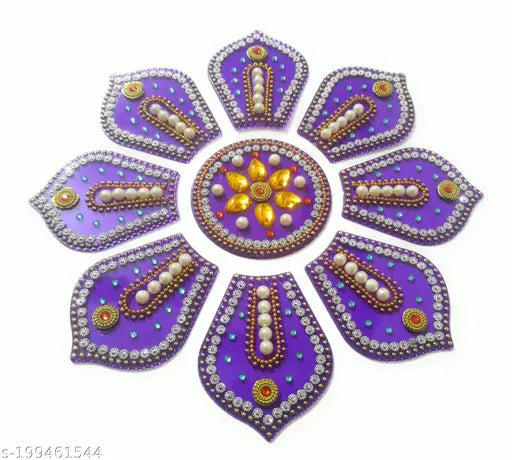 Return Gift for Wedding/Makarsankranti Handcrafted Decorative Diwali/Navratri Rangoli Set/Christmas Gift Kundan Decorations On Acrylic Set kundan Rangoli