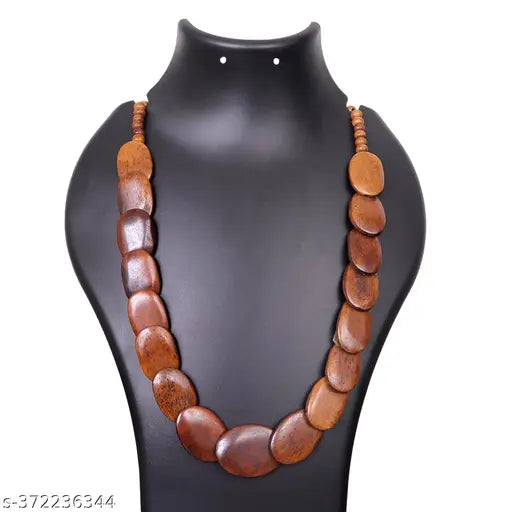 Flat Coin Shape Antique Handmade Stone Beads Necklace Vintage Stylish Perfect Wearable Light Weight Stone Necklace Set of 2