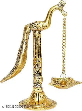 Peacock Design Metal Hanging with Chain Diya Pair of Peacock Aluminium (Pack of 2) Hanging Diya Set