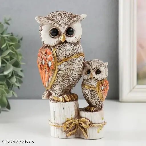 Owl On Stump Sculpture, Vintage Sculpture Tabletop Crafts Figurines Collectible Prop Owl Figurines Decor Sets, Table Desk Ornament, Owl Family Sculpture Owls Statue Gifts House, Tabletop Shelf Decor, Outdoor Garden Yard Statue Decoration
