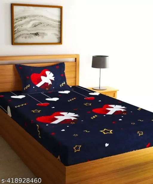 GLACE COTTON SINGLE BED BEDSHEET PACK OF 1 WITH 1 PILLOW COVER.