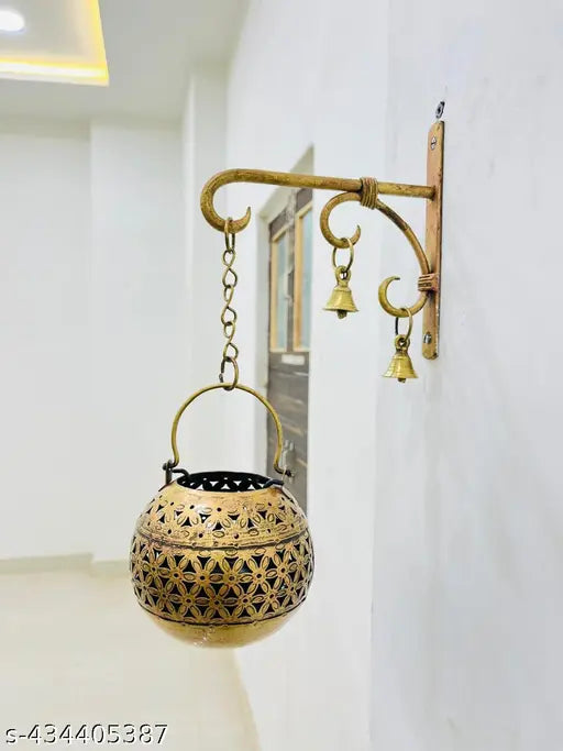Suraj handicrafts lota flower small tealight holder hanger bell chain and scrow 13*13*13 cm