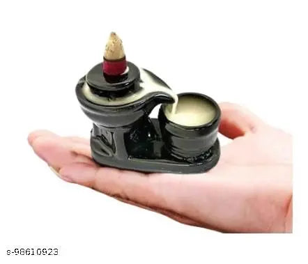 Handicrafts Villa Shivlig Smoke Backflow Cone Incense Holder with 10 Insence Cone