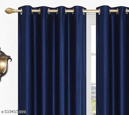 Plain Polyester Curtains for Bedroom Doors & Window, Pack of 2pcs