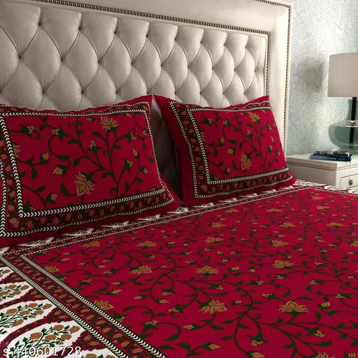 Rajasthani 100% Jaipuri Cotton King Size Double Bedsheet With 2 Pillow Covers
