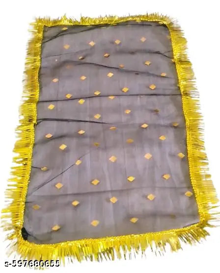 12 Color Full Chunari Navratra Special Durga Mata Chunari for Navratri Devi Pooja,  Maa Durga, Laxmi Chunni All Goddess Small net dupatta 19* 10 Inch (Color: Red, Green, Yellow, Orange, Pink,black,Ferozi,sea green,Purple, white,Blue,rani-Pink) pack of 12