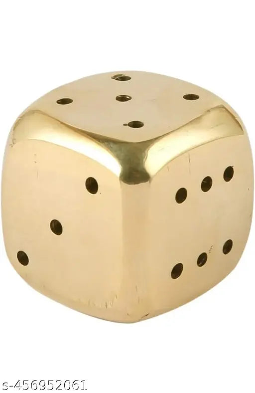 CLICKNECT INDIA Brass Dice/Pasa with Round Edges in Antique Gold Finish || Elegant Choice for House & Office Decoration & Gift Purpose || Incense Stick Holder ||(PACK OF 2)