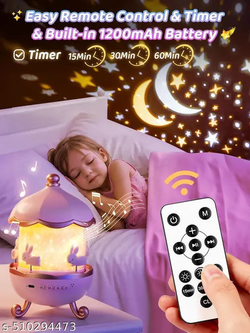 Rabbit Night Light Projector | Rabbit Sky Projector | Star Projector Bunny Night Light | Bunny Carousel Night Light Projector | Star Projection Light | Bunny Night Light | Rabbits Star Projector Night Light
