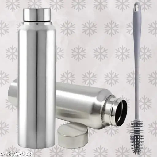 (( BRUSH + ORGAN )) Stainless Steel Water Bottle 1000ml(1 litre)Approx, Stainless Steel Bottle silver, Steel fridge Bottle ,Steel Sports Bottle Gym,Office,Water Bottle 900ml.Pack of 1