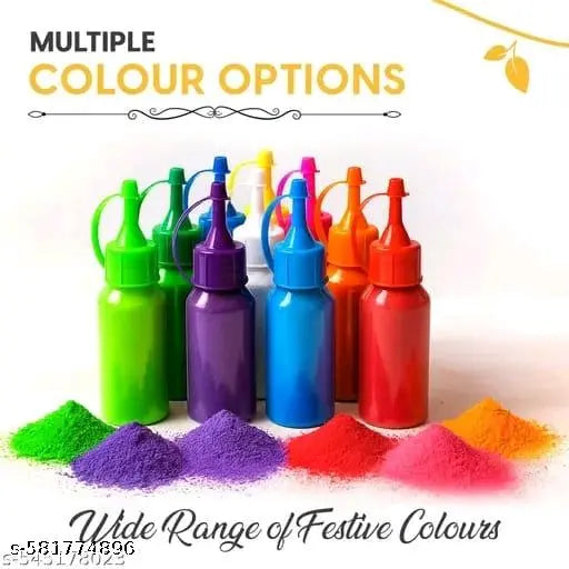 Rangoli Colours Powder Bottles for Floor Decorations - Pack of 10 Rangoli Powder Bottles Used for Decoration of Diwali, Navaratri,Pongal, Puja Mandir and Festival (D)