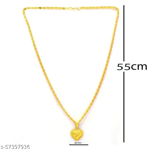 Jewar Mandi Fine Gold Plated Heart/Pan/Dil Locket Brass Pendant Designer Jewellry with Chain for Men