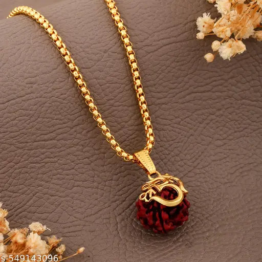 Shree om 5 mukhi Rudraksha locket with chain