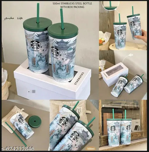 THE MIILION DOLLAR ACE Starbucks Coffee Tumbler For Teenagers & Adults WHITE PRINTED