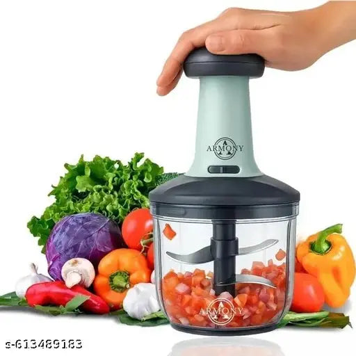 Hand Push Chopper with 4 Blades for Effortless Chopping Vegetables & Fruits Vegetable & Fruit Chopper  (1 Push chopper, 4 x Stainless Steel Blades)650ml