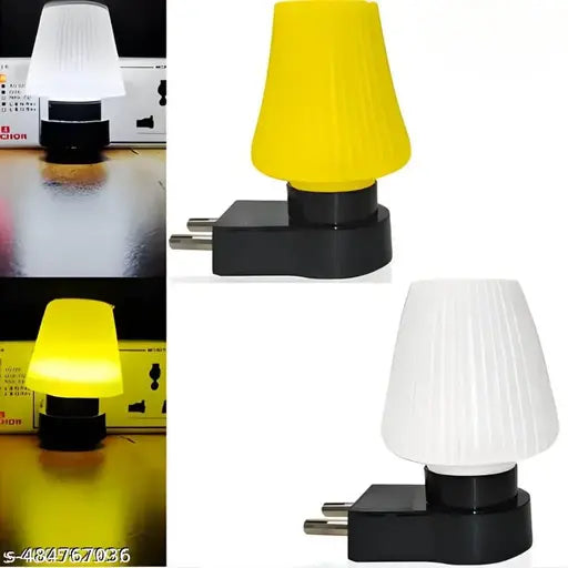 Small LED Night Lampe 0.5w Night lamp for Bedroom, Home Decor Light With Plug Color White & Yellow (Pack Of 2)