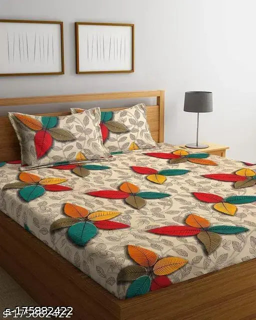 GLACE COTTON DOUBLE BED BEDSHEET PACK OF 1 WITH 2 PILLOW COVERS