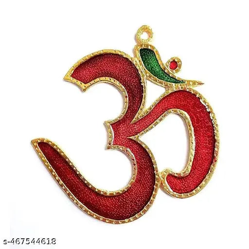 RBHKJ Metallic Hanging 16 CM OM Symbol for Home - OM Symbol for Door Entrance - Main Door Decoration Items Hanging Vastu Items for Home for Good Luck Symbol Omkar Pooja Decoration Items (OM)