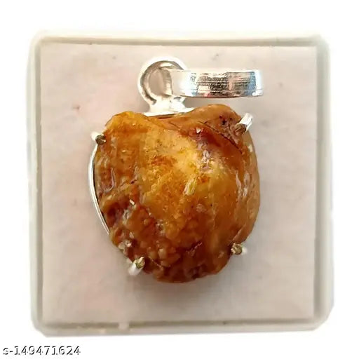 Lab Certified Machh Mani Pendant 8.25 - 10.25 Ratti Machh Mani Locket sea stone Pendant in White Metal Silver Plated Reduce and Remove Impact of Rahu, Ketu, Sani and Moon. (Meen Mukta, fish stone Pendant)