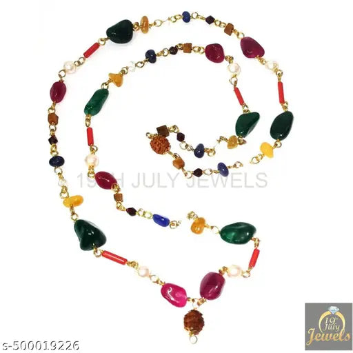 19th July Jewels-Navratan Crystal Necklace, 9 Planet Navgrah Chakra, Multi-Colour Religious Spiritual Accessory, 16g