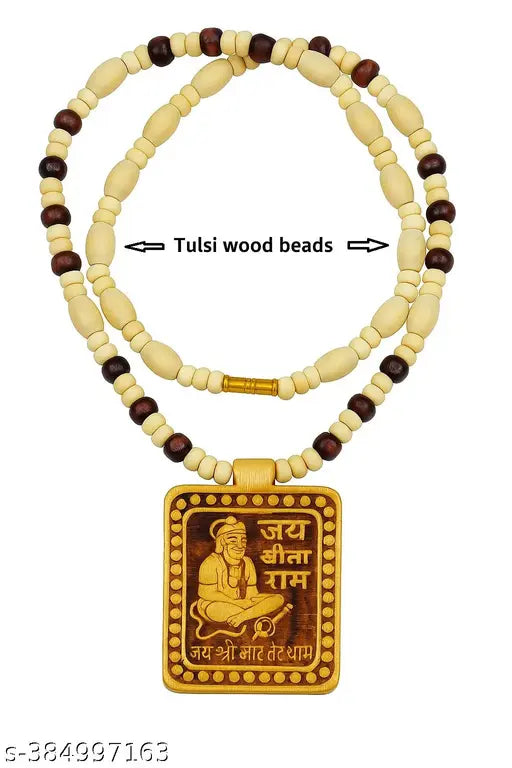 Tulsi Mala with Wooden Hanuman Ji Locket for Men & Women | Spiritual Prayer Beads