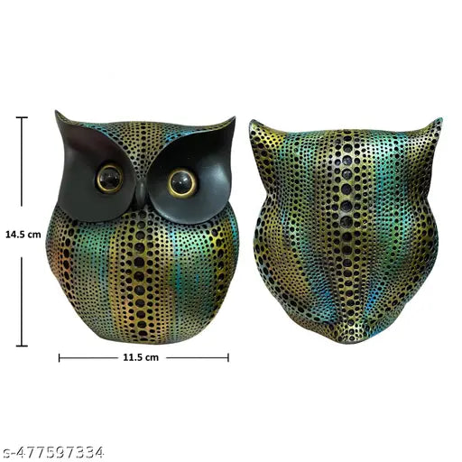 Owl Good Luck Polyresin Multi Color Goodluck Owl Showpiece for Home Decor and Gifting - 5.7 Inches,